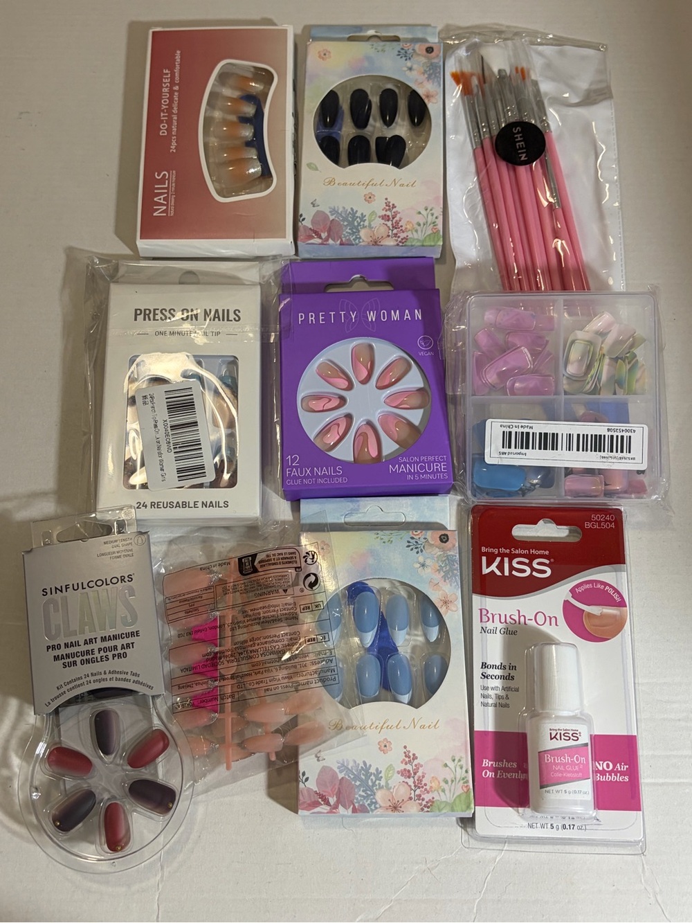 10 Piece Press On Nails & Accessories Lot